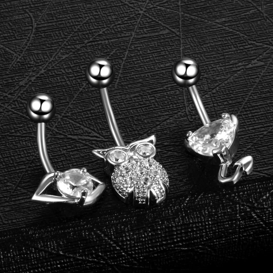 1PC Stainless Steel Belly Button Piercing Body Jewelry Women Cubic Zirconia Drop Dangle Earring Navel Piercing ombligo