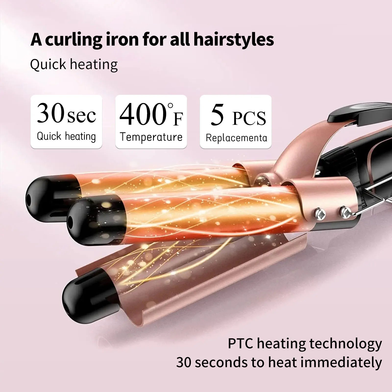 5 in 1 Curling Iron Set with Curling Brush, 0.35”-1.25” Hair Curler Wand for Hairstyle and Heat Resistant Gloves and Hair Clips Viralgem Store