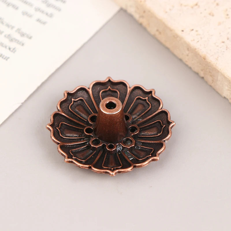 1Pc Lotus Alloy Incense Burner Stick Holder Home Buddhism Line Incense Plate Sandalwood Coil Base Delicate Temples Home Decor