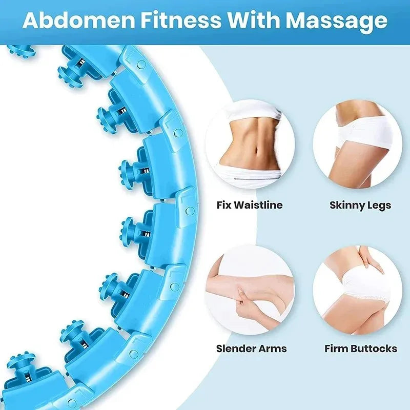 Weighted Fitness Hoop for Adults & Kids Detachable Knots Abdomen Weight Loss 2 in 1 Abdomen Fitness Weight Loss Massage