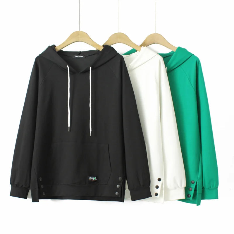2023 Autumn Women Clothes Plus Size Hoodie Loose Casual Hooded Sweatshirt Curve Female S73 2315