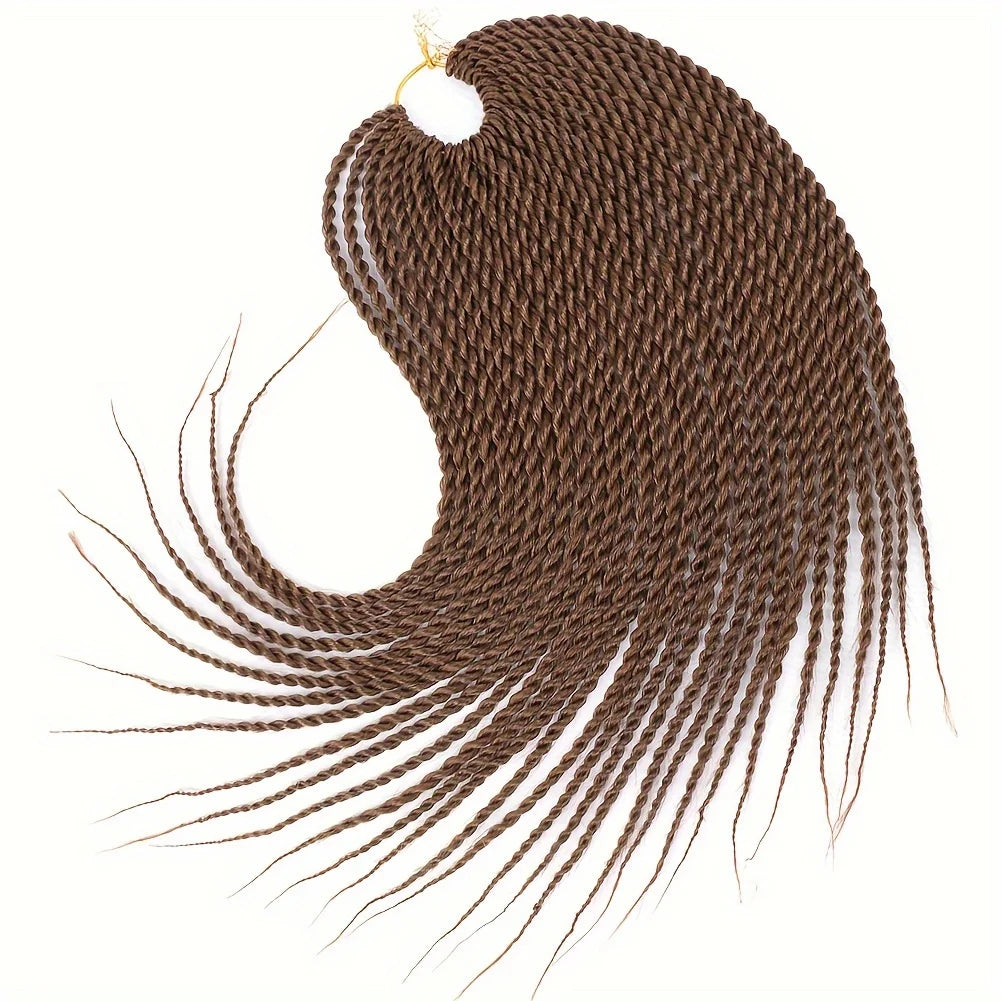 5Pcs Pre-Looped Synthetic Senegalese Twist Crochet Braids - 30 Roots/Pack, High-Temperature Fiber Hair Extensions for Women