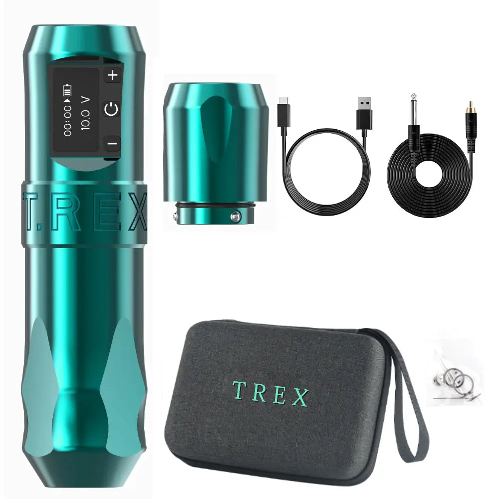 T-Rex Wireless Tattoo Machine Rotaty Battery Pen With Portable Power Pack 2400mAh LCD Digital Display For Body Art Makeup