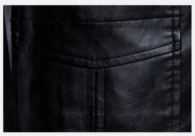 2024 New Men Business Casual Leather Jacket Black / khaki Fashion Male Suit Collar Coats Large Size 5XL Slim Fit Top