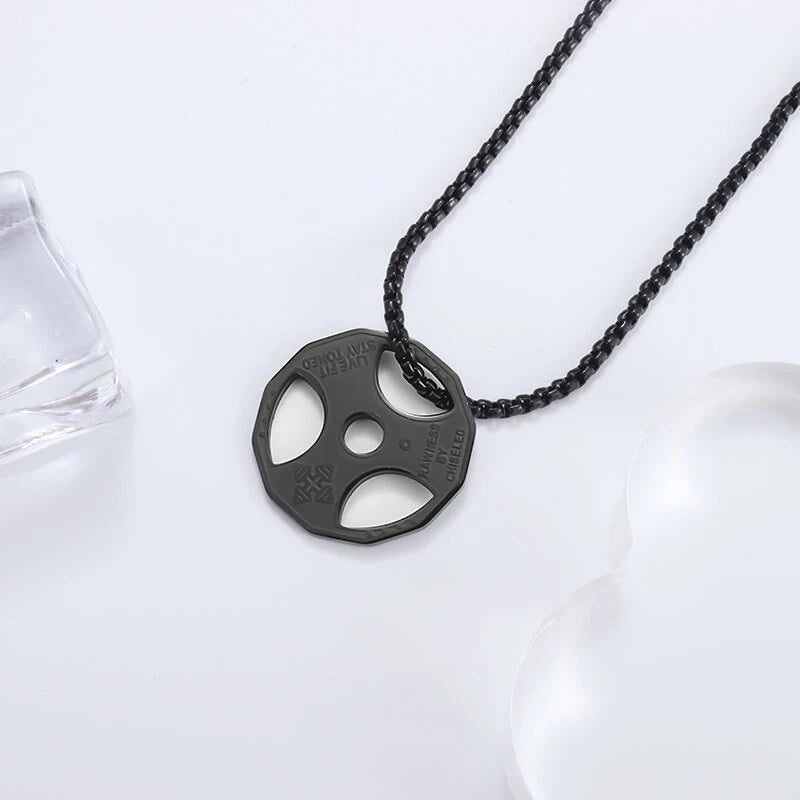 Titanium Steel Dumbbell Pendant Gym Fitness Equipment Barbell Necklace Domineering Muscular Men Fitness Leisure Sports Jewelry Viralgem Store