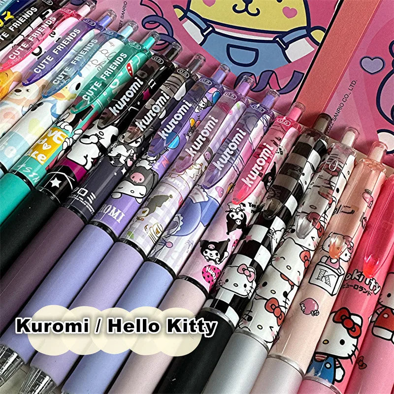6Pcs/Set Kawaii Kuromi  0.5mm Gel Pens Set Cute Black Pen Cartoon School Student Stationery Supplies Gift