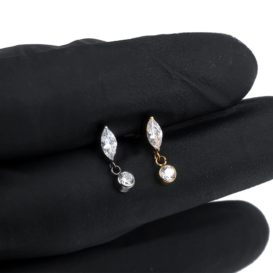 1pcs Titanium Cubic Zirconia Bee Flower Stud Earring Helix Tragus Daith Piercing Hinged Segment Hoop Body Jewelry Viralgem Store