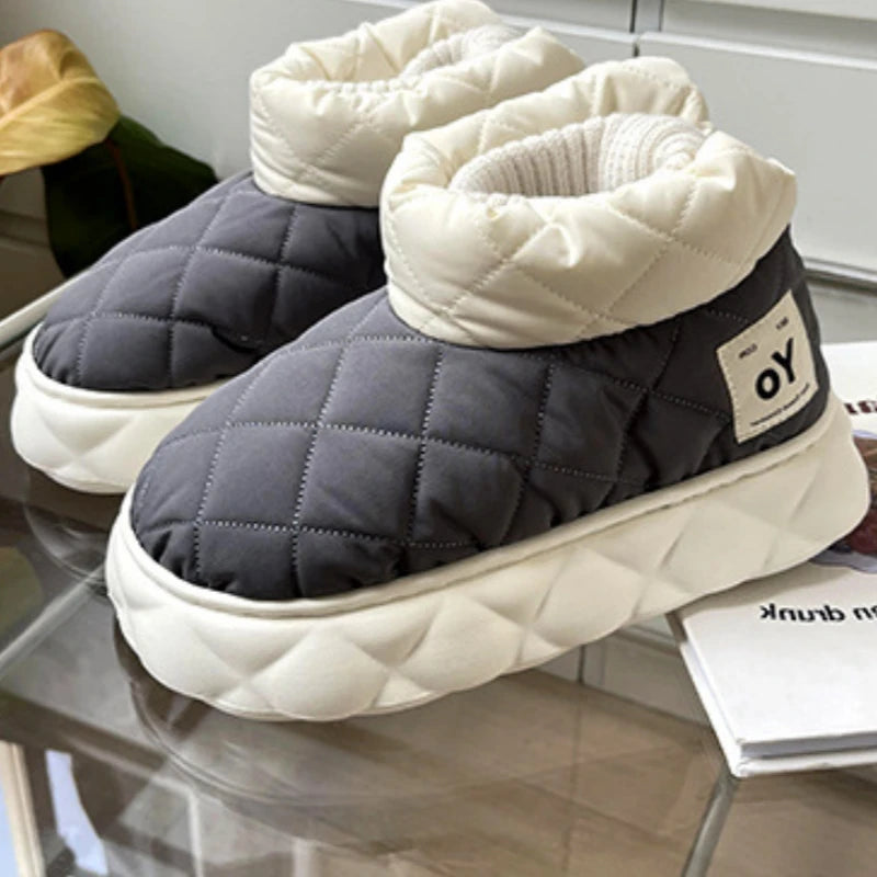 Winter Soft Women's Snow Boots Warm Snow Boots Thick Sole Bare Boots Mesh Red Couples Warm and Comfortable Winter Shoes Snow