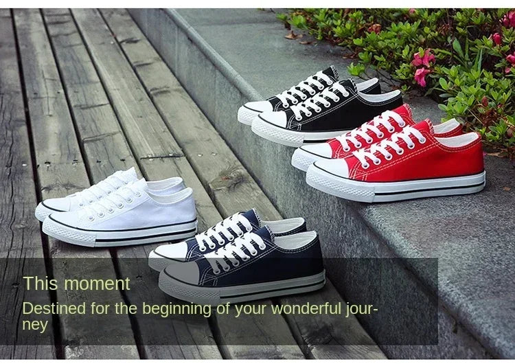 Student Running Solid ShoesWomen Vulcanized Ladies Lace-up Casual Breathable Walking Canvas Sneakers Spring Summer New Style Men