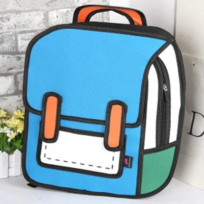 Women Backpack 3D Jump Style 2D Drawing Cartoon Back Bag Comic Messenger Tote Fashion Cute Student Bags Unisex Knapsack Bolos Viralgem Store