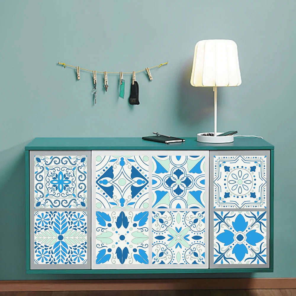 16pcs/set Black & White Tiles Sticker Kitchen Backsplash Wardrobe Bathroom Waterproof Peel & Stick Bright Film Art Wall Decals