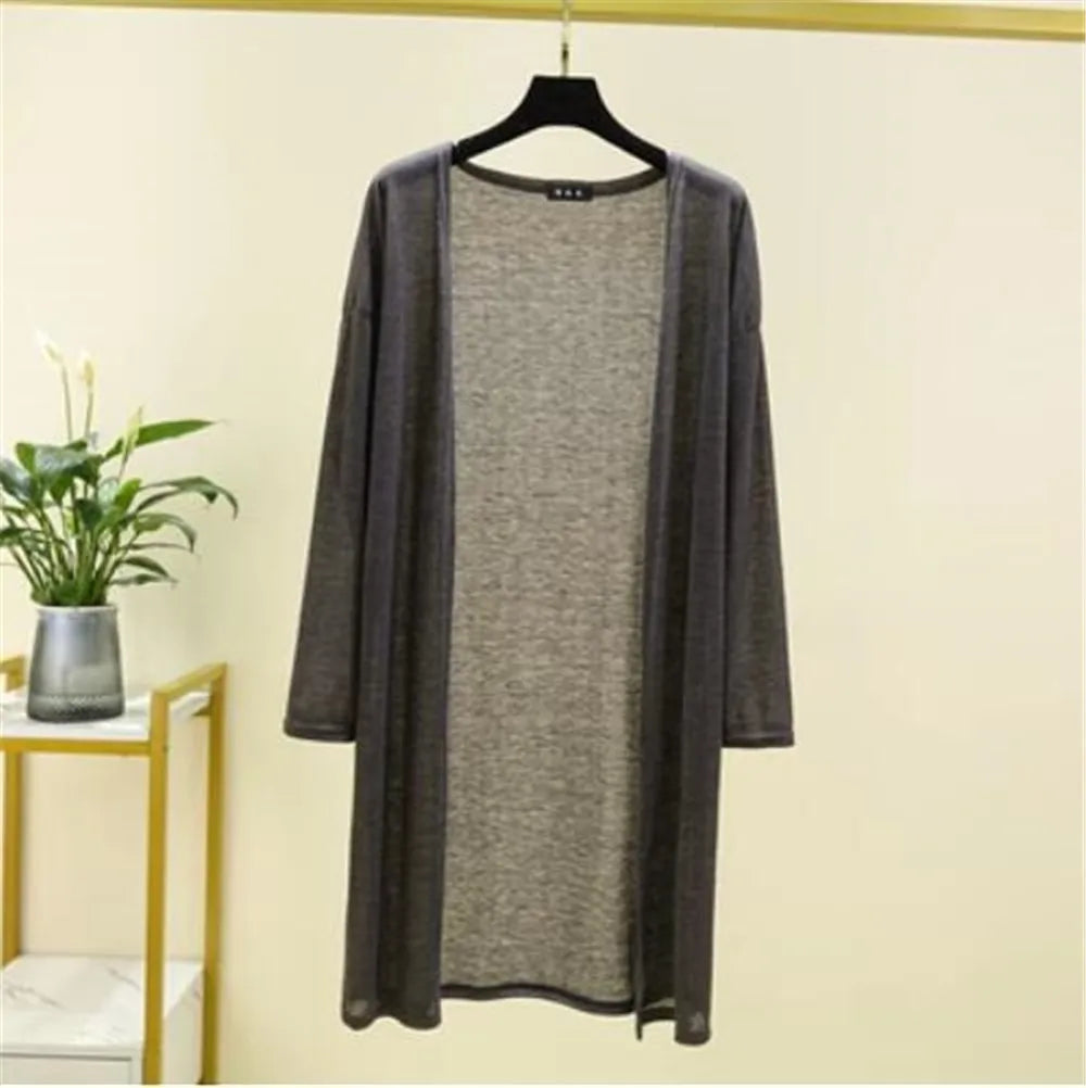 Spring Summer Cardigan Casual Night Dress Women New Long Sleeve Ice Silk Home Wear Loose Shirt Sun Protection Clothing ZY6583