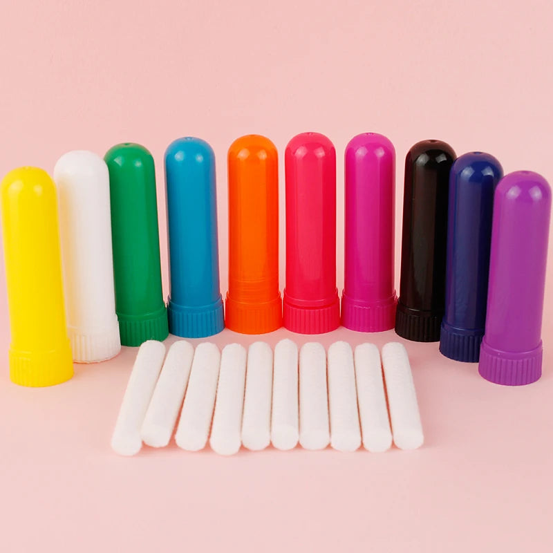 30-80 sets Colorful Plastic Nasal Inhalers Sticks Refill for Perfume with Cotton Wicks Nasal Inhaler for Essential Oil Container Viralgem Store
