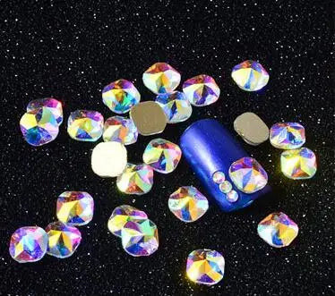 100pcs AB clear Rhinestone 4-10mm Nail Art Shape Top Crystal AB Czech Crystal Rhinestone Flatback Elongated Glass Stones ZZ15244