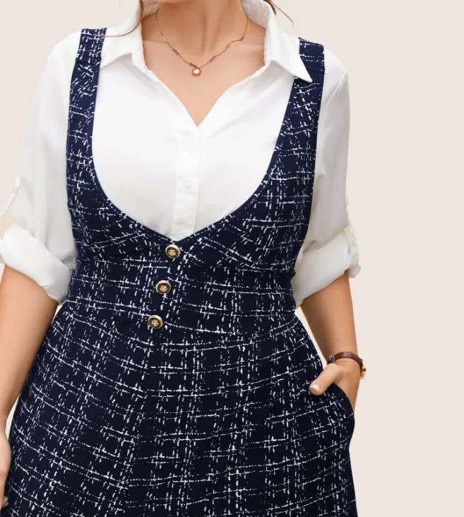 2025 Women's Sleeveless Oversized Jumpsuit Overalls Ladies Sexy Plaid Deep V Neck Wide Leg Pants Jumpsuits with Buttons Pockets Viralgem Store