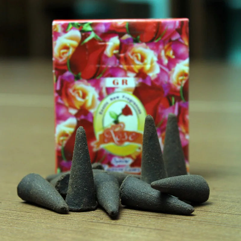 10pcs/box India Cone Incense Small Box Natural Fragrant Spices Jasmine Lavender Vanilla Living Room Buddhism Tower Incense