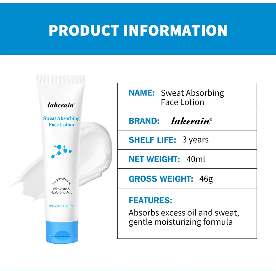 Sweat Absorbing Face Lotion Matte 40Ml Long - Lasting Sweat Control Absorbs Excess Oil Antioxidants Nourish Great Makeup Base Viralgem Store