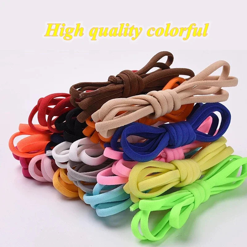 1Pair No tie Shoelaces Round Elastic Shoe Laces For Kids and Adult Sneakers Shoelace Quick Lazy Laces 21 Color Shoestrings