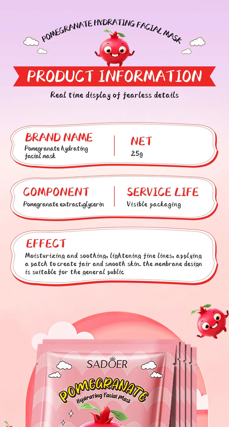 8pcs SADOER Fresh Fruits Face Mask Facial skincare Moisturizing Brightening Firming Hydrating Facial Masks for Face Skin Care Viralgem Store