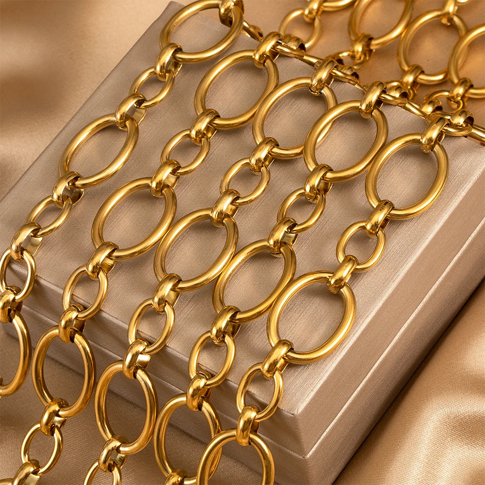 1M Stainless Steel Big Oval Cross Small Circle Link Chains Heavy Chunky Punk Chain DIY Jewelry Making Supplies Necklace Bracelet Viralgem Store