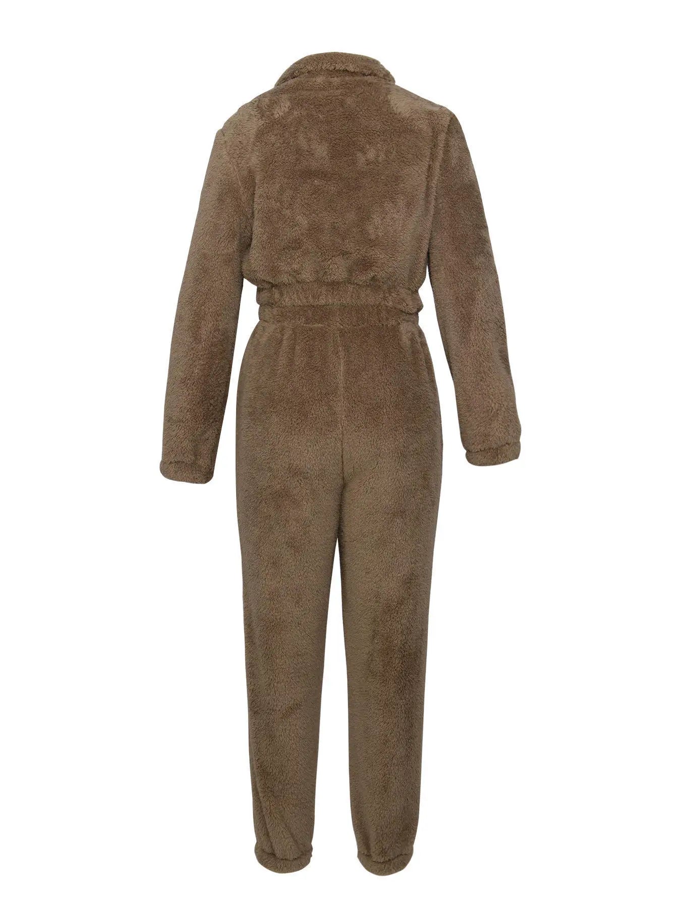 Winter New Plush Two Piece Set Casual Home Warm Suit For Women Fashion Zipper Lapel Pullover Top Elastic Waist Trousers Suit Viralgem Store