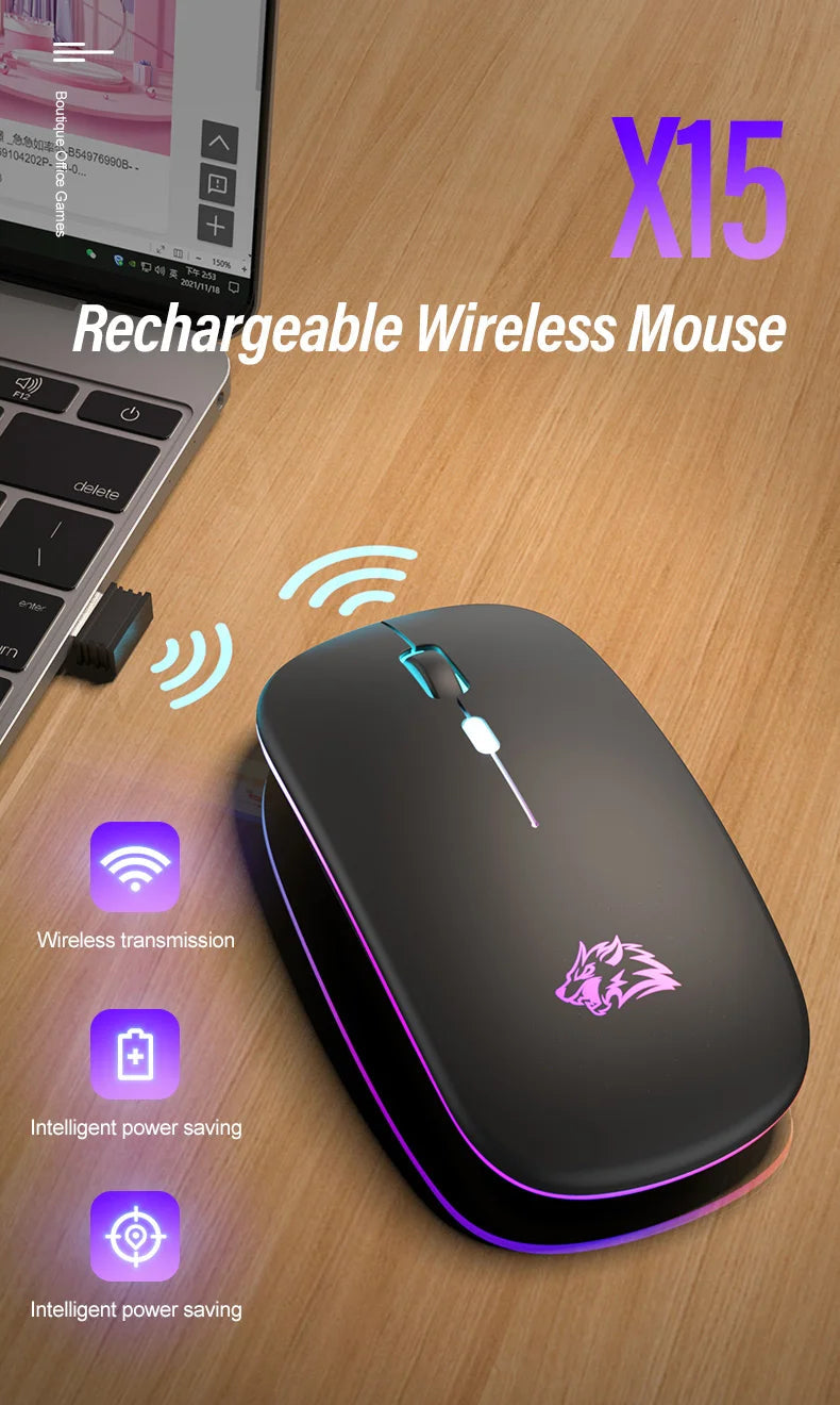 Wireless Mouse Bluetooth and 2.4GHz Dual Modes Rechargeable RGB Ergonomic Silent Click for PC iPad Laptop Cell Phone TV Viralgem Store