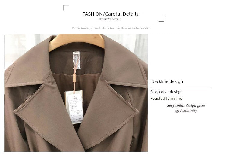 Spring 2024 New Arrival Fashion Women's Mid Length Long Length Trench Coat Easiest for Match Loose Slimming Overcoat Outwear Women-008 Viralgem Store