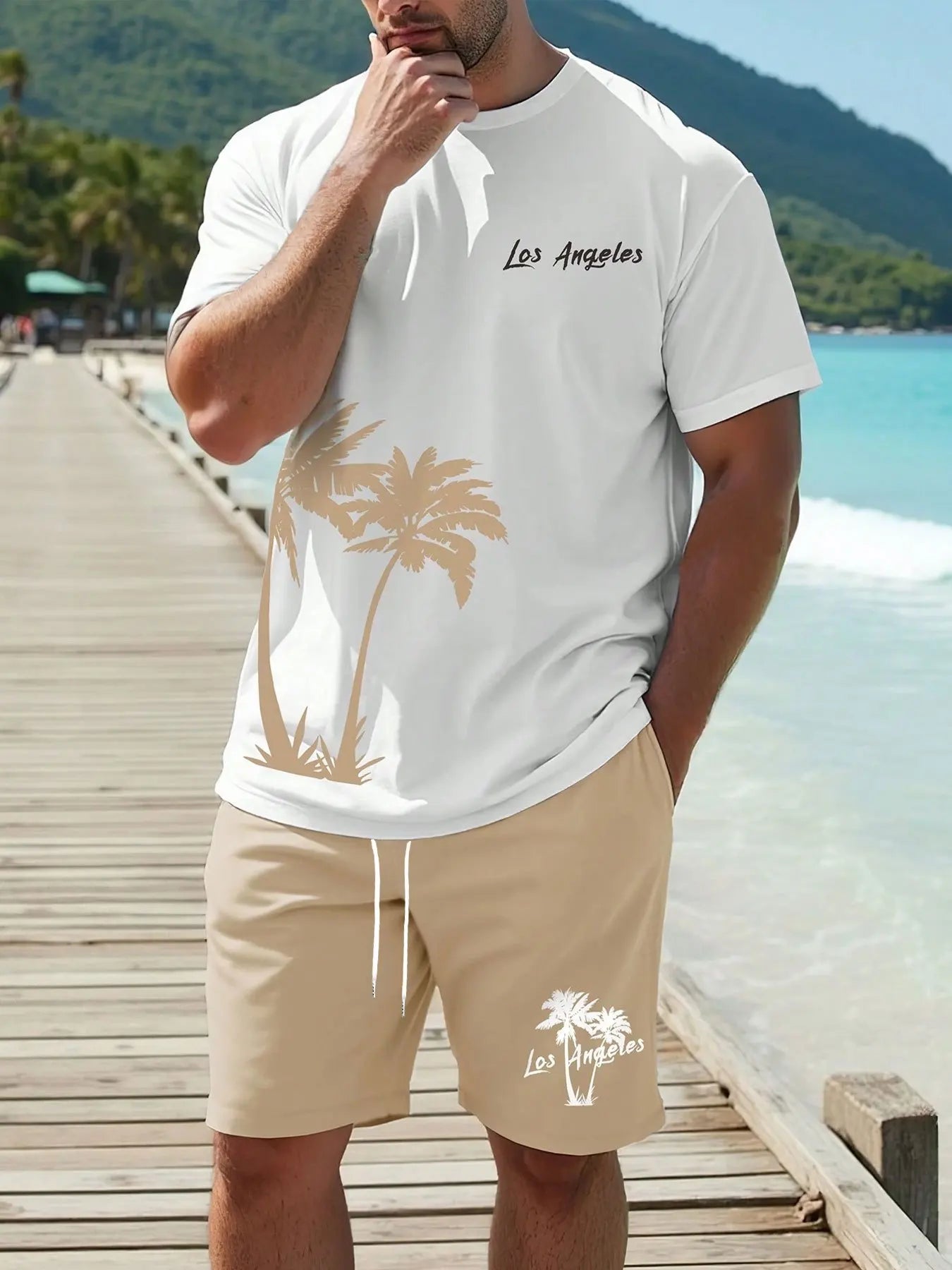 Summer 2025 new men's casual T-shirt and shorts set, new sportswear 2-piece set, 3D printed fashionable Hawaiian-style street we Viralgem Store