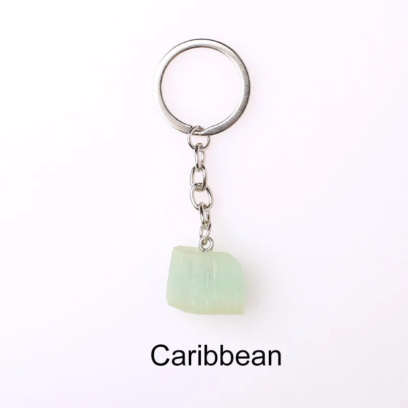 20pcs Natural Rough Raw Stone Crystal Quartzs Keychain Women Men Handbag Hangle Car Key Holder Raw Mineral Stone KeyRing Jewelry Viralgem Store