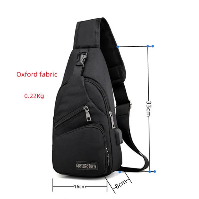 2023 Men's Chest Bag Waterproof Crossbody Bag Multifunction Anti-theft Travel Bags Shoulder Bag Male USB Charging Pouch for Man Viralgem Store
