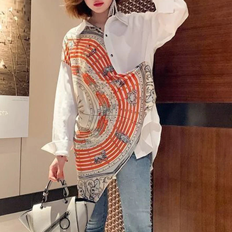 Spring Autumn Streetwear Fashion Print Single Breasted Shirt Women Elegant Long Sleeve All-match Blouse Harajuku Cardign Blusa Viralgem Store