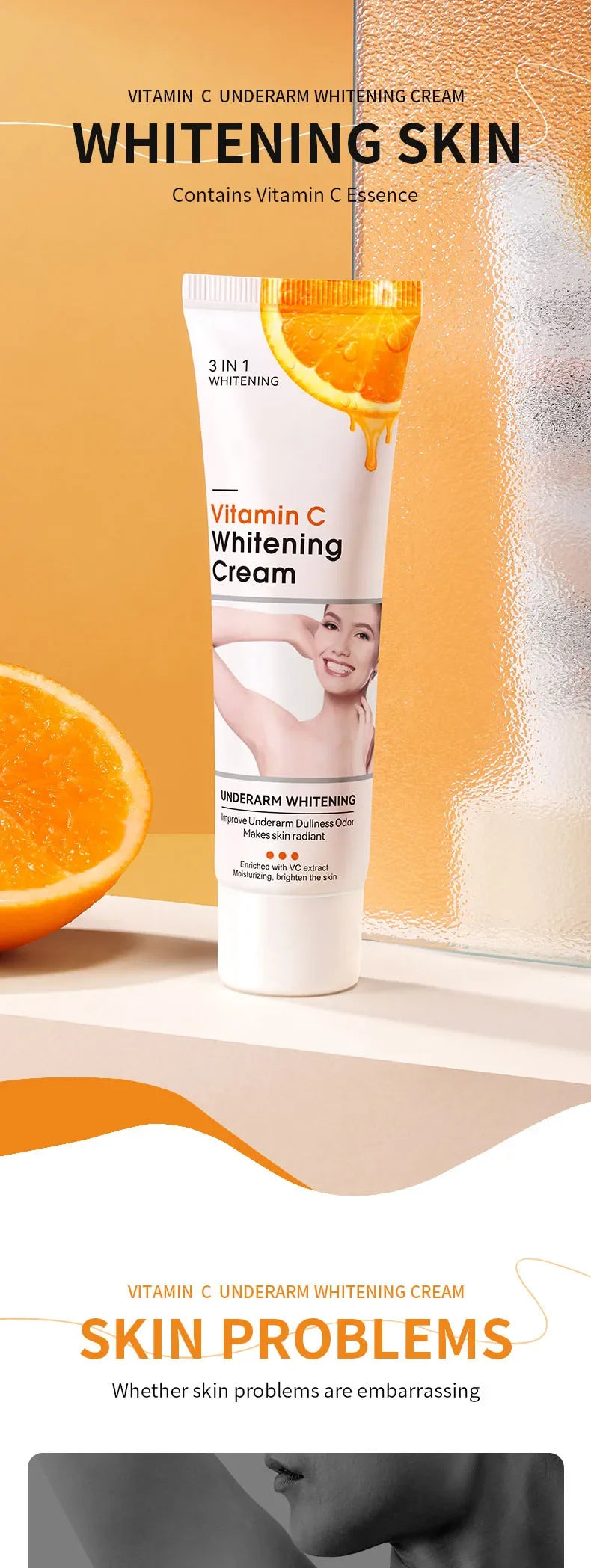 Vitamin C Brightening Cream Whitening Brightening Melanin Intimate Areas Bleaching Legs Knees Elbows Arms Bend Brighten Melanin