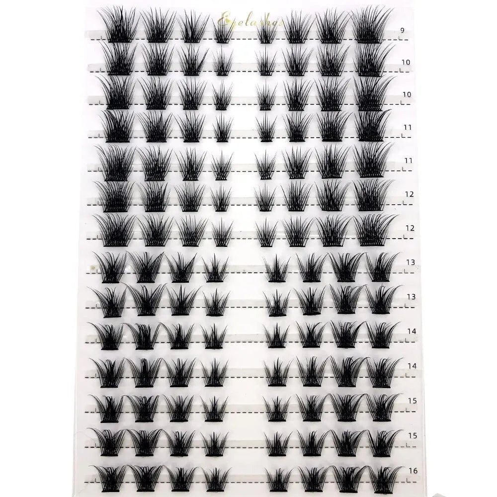 14rows Individual 3D Fluffy False Eyelashes Single Cluster Eyelash Extension Segmented Natural Mink Fox Eye Effect Makeup Lashes