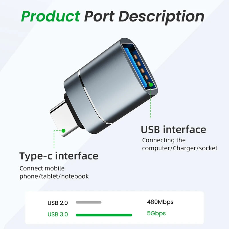 1/2PC Type C To USB 3.0 OTG Adapter USB C Male To USB Female Converter For Laptop Macbook Samsung Xiaomi USB C OTG Connector