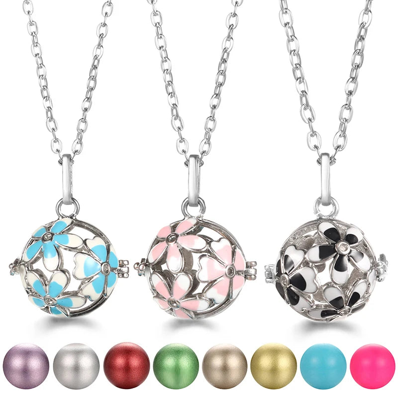United States Chime Music Ball Woman Caller Essential Oil Necklace Perfume Diffuser Color Footprint Pendant Aromatherapy Jewelry
