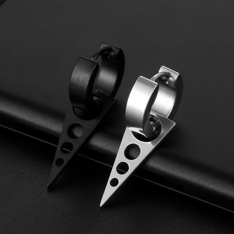 2pc Stainless Steel Cross Ear Earrings for Men and Women Punk Black Cartilage Earrings Round Street Hip Hop Rock Jewelry Gifts