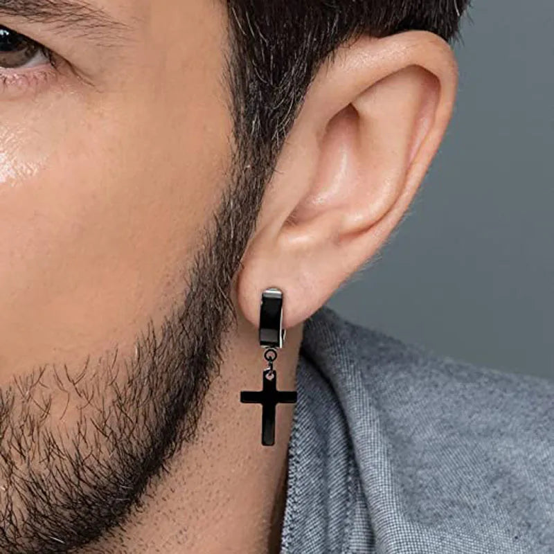 1-15 Pieces Clip on Earrings Set for Men Stainless Steel Black Fake Piercing Earring Mens Hoop Non-piercing Earrings