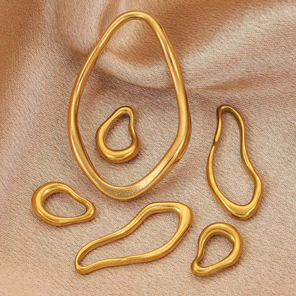 5pcs Stainless Steel Gold-plated Blank Irregular Bezel Charms Connectors for DIY Necklace Jewelry Making Accessories Wholesale