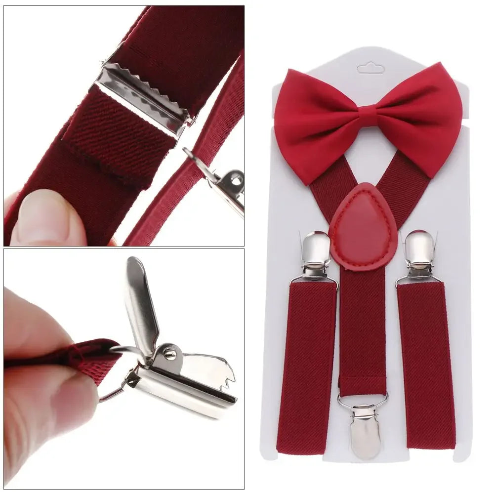 1 Pcs Elastic Suspenders with Tie New Fashion Suspenders Children Boys Girls with Bow Tie Adjustable Straps Accessories for Kids