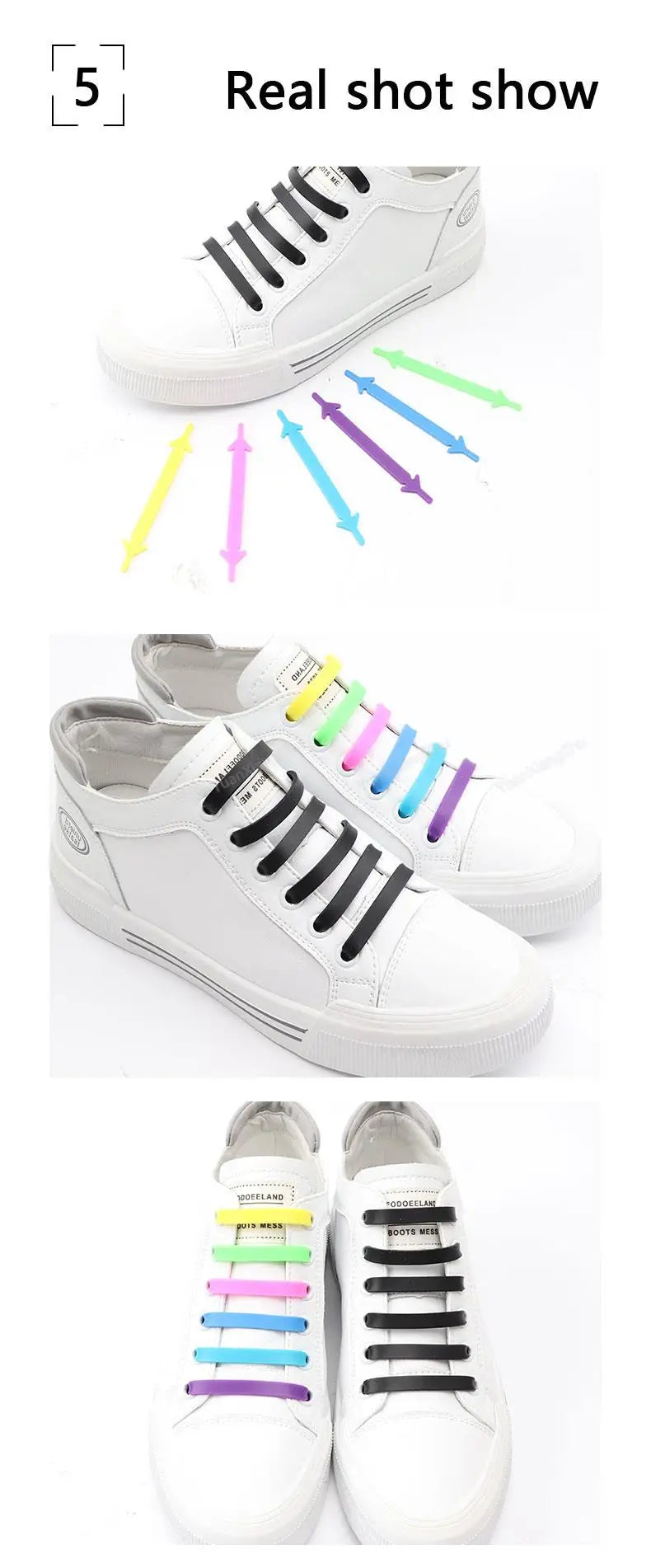 12Pcs Silicone Shoelaces for Shoes Elastic Laces Sneakers No Tie Shoe laces Kids Adult Rubber Shoelace One Size Fits All Shoes