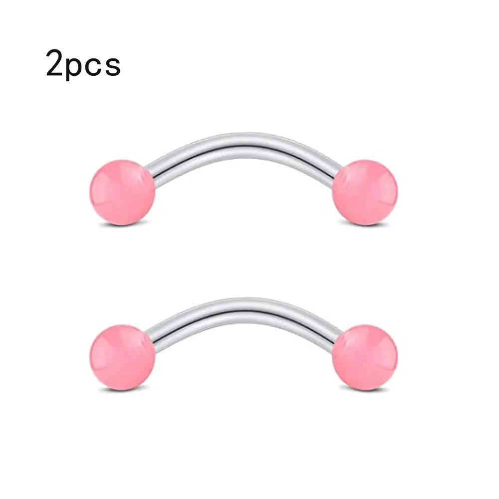 WKOUD 16G Cartilage Helix Earrings Hoop Tragus Snug Piercing Jewelry Stainless Steel Curved Barbell Eyebrow Rings Pink 6/8/10mm