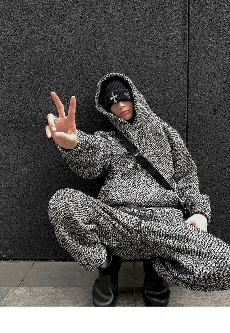 Streetwear Hooded Sweatshirts and Straight Pants Sets Women Harajuku Gothic Hoodies Men Korean Matching Sets Y2k K Pop Clothes