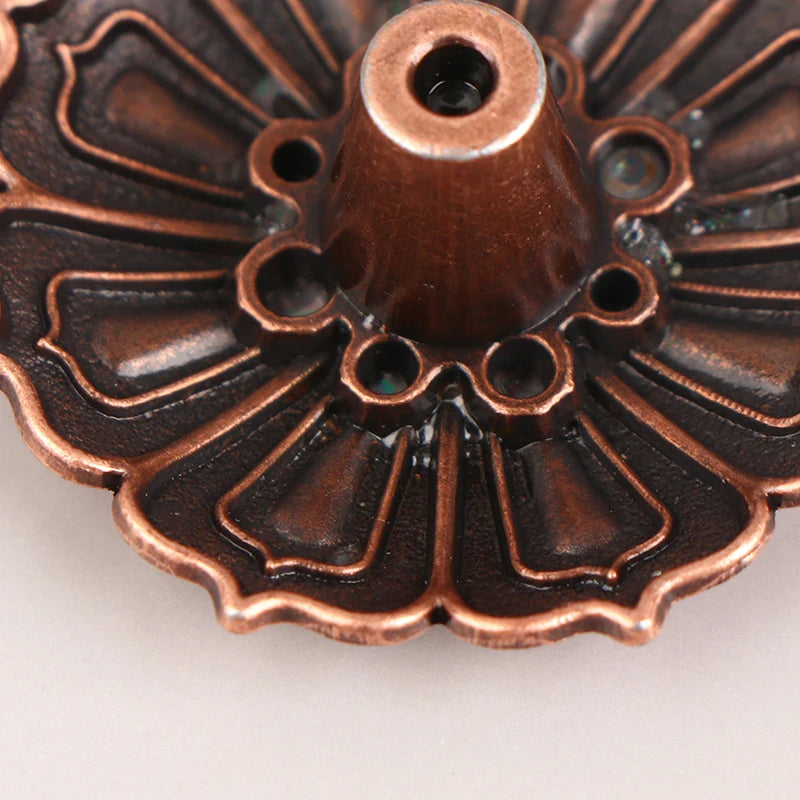 1PCS Lotus Alloy Incense Burner Stick Holder Home Buddhism Line Incense Plate Sandalwood Coil Base Temples Delicate Home Decor