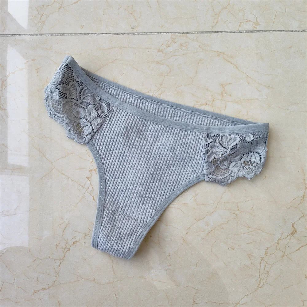 3Pcs/Set Women Thread Cotton Lace Thong Panties Pack Sports Ladies Seamless G Strings Cozy Lingerie Tanga Panty Viralgem Store