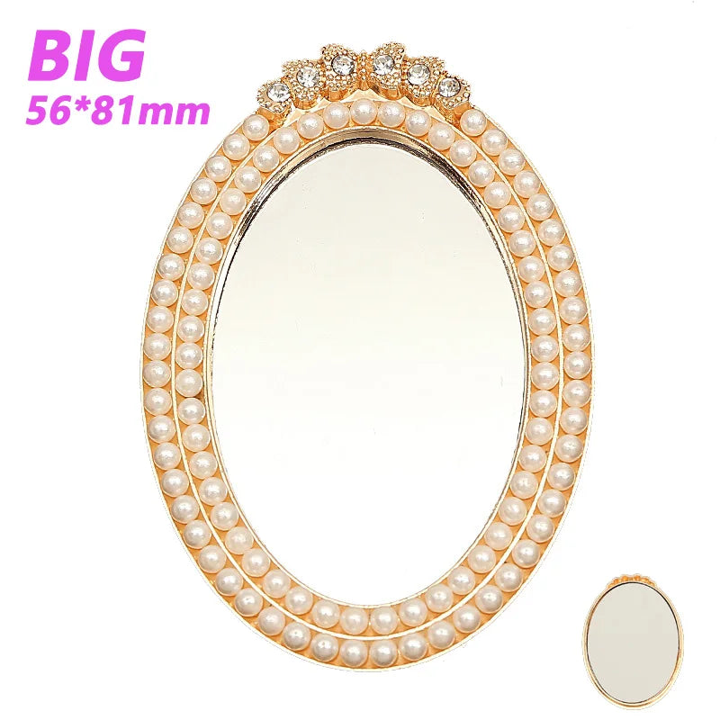 2pcs Round Mini Cute Love Heart Make Up Mirror For Mobile Phone Accessories Self-Adhesive Sticker DIY Phone Decoration Crafts Viralgem Store