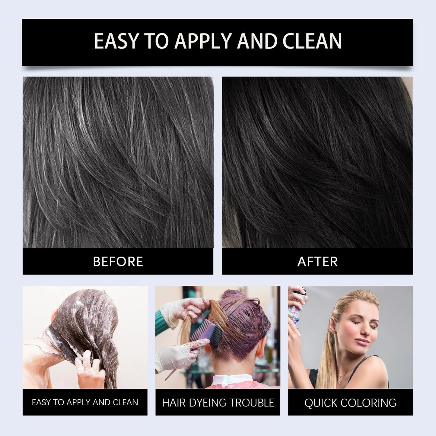 Temporary Hair Dye Spray Fast Remove White Grey Hair Back To Black Coloured Hairspray Travel Hair Dye Disposable Hair ColorSpray