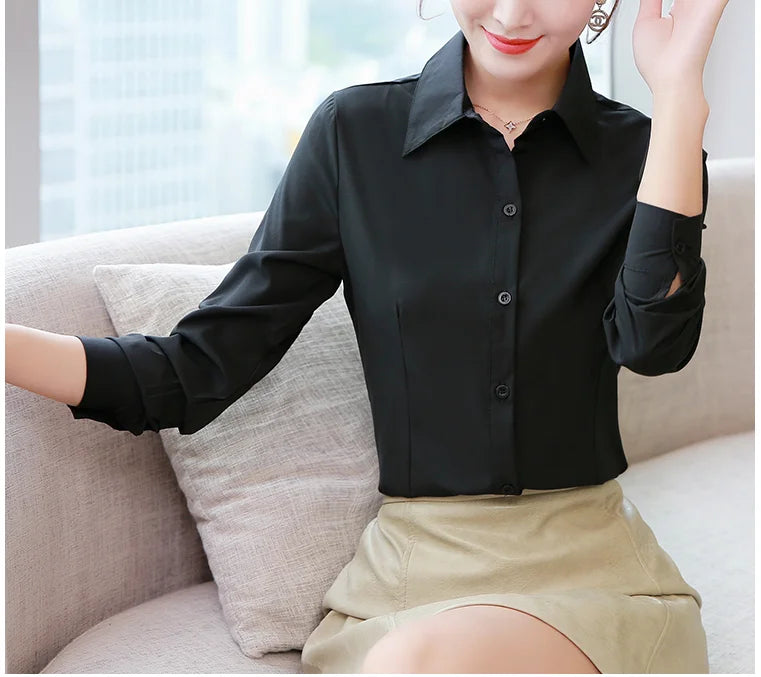 White Shirt Woman 6XL Plus Size Blouse Office Lady Pink Shirt Long Sleeve Women Shirts and Blouss Korean Fashion New Ladies Tops