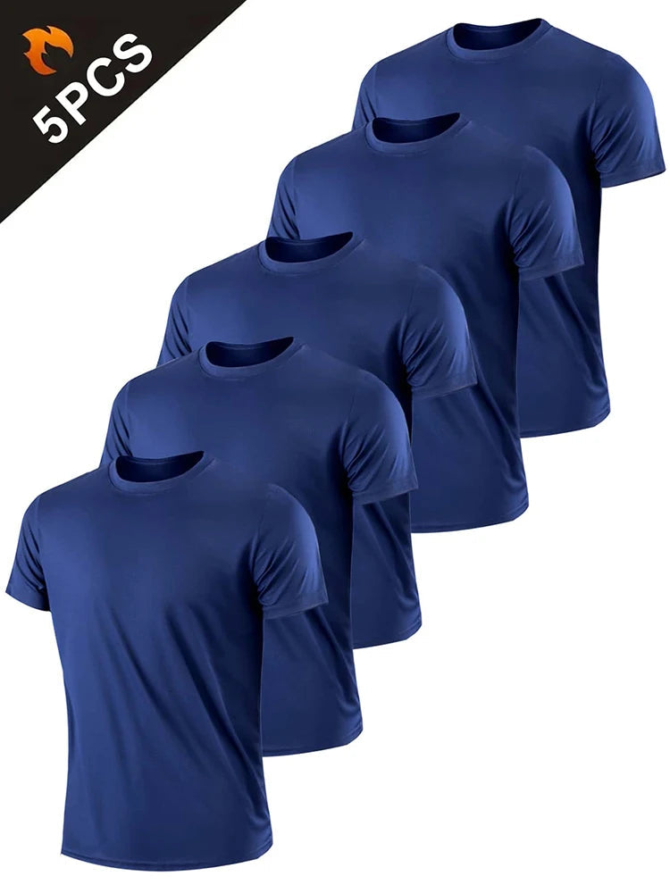 5PCS Men's Solid Color Ultralight Quick Dry Sport T-Shirt, Breathable Lightweight Top For Fitness Training Workout Running Gym Viralgem Store