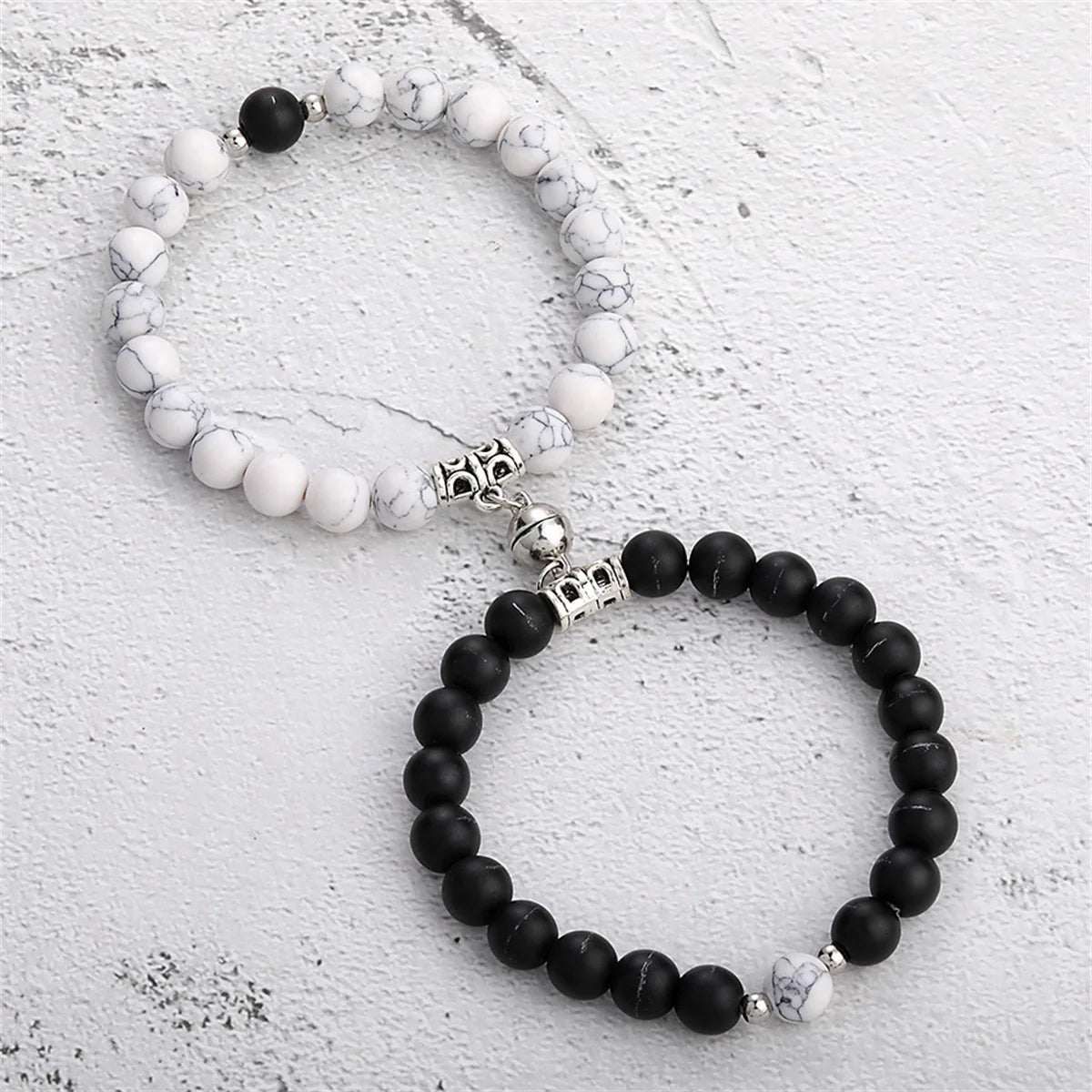 2pcs/set Natural Stone Beads Bracelet for Women Men Lovers Magnet Attraction Couple Distance Bracelets Best Friends Jewelry Gift
