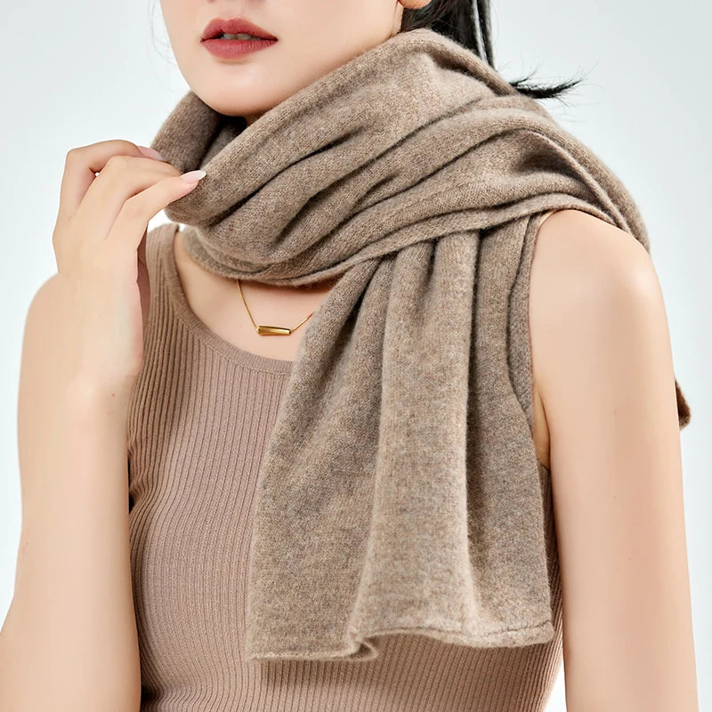 100%Pure Wool Women's Knitted Shawl Soft Warm Wollen Cardigan Cloak Wraps Shoulder Neck Protect Multifunctional Pashmina Scarves